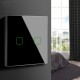 Touch light switch, double, glass, black with square button dimensions 86x86mm, with button backlight