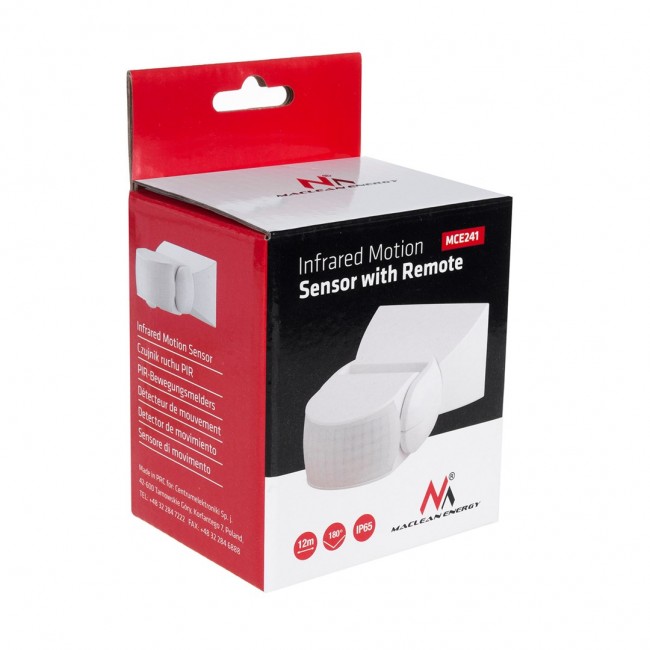 Maclean Energy MCE241 Infrared Motion Sensor with Remote Control IP65, max 800W (Light Bulb), max 1200W (LED)