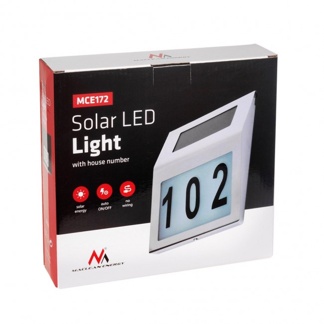 Maclean Energy MCE 172 Solar Powered Stainless Steel LED Solar Led Light With House Number