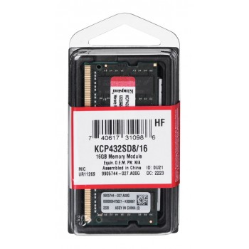 Kingston Technology KCP432SD8/16 memory module 16 GB 1 x 16 GB DDR4 3200 MHz