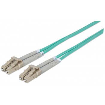 Intellinet Fiber Optic Patch Cable, OM3, LC/LC, 2m, Aqua, Duplex, Multimode, 50/125 m, LSZH, Fibre, Lifetime Warranty, Polybag
