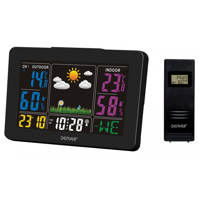 Denver WS-540 Color Weather Station with Outdoor Sensor Black