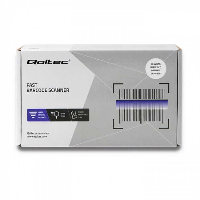 Qoltec 50865 Barcode reader 1D | CCD | USB | White