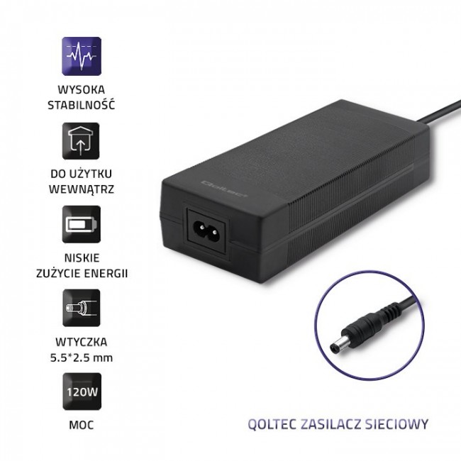 Qoltec 50795 Desktop power supply 120W | 24V | 5A | 5.5*2.5 + power cable