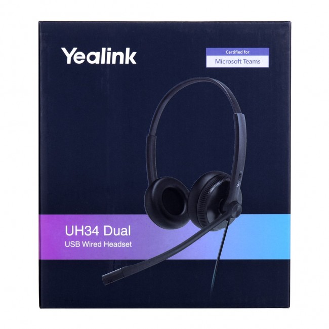 Yealink UH34 DUAL TEAMS headphones/headset Wired Head-band Office/Call center USB Type-A Black