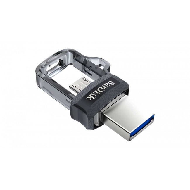 SanDisk Ultra Dual m3.0 USB flash drive 32 GB USB Type-A / Micro-USB 3.2 Gen 1 (3.1 Gen 1) Black, Silver, Transparent
