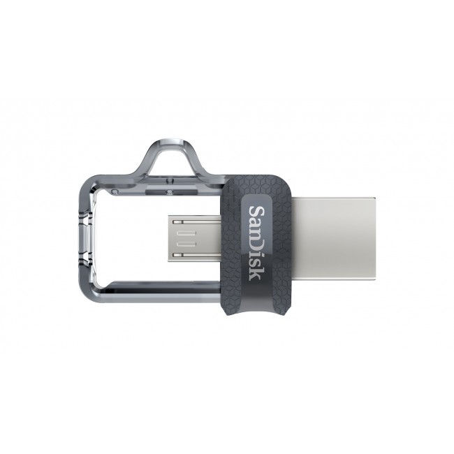 SanDisk Ultra Dual m3.0 USB flash drive 32 GB USB Type-A / Micro-USB 3.2 Gen 1 (3.1 Gen 1) Black, Silver, Transparent