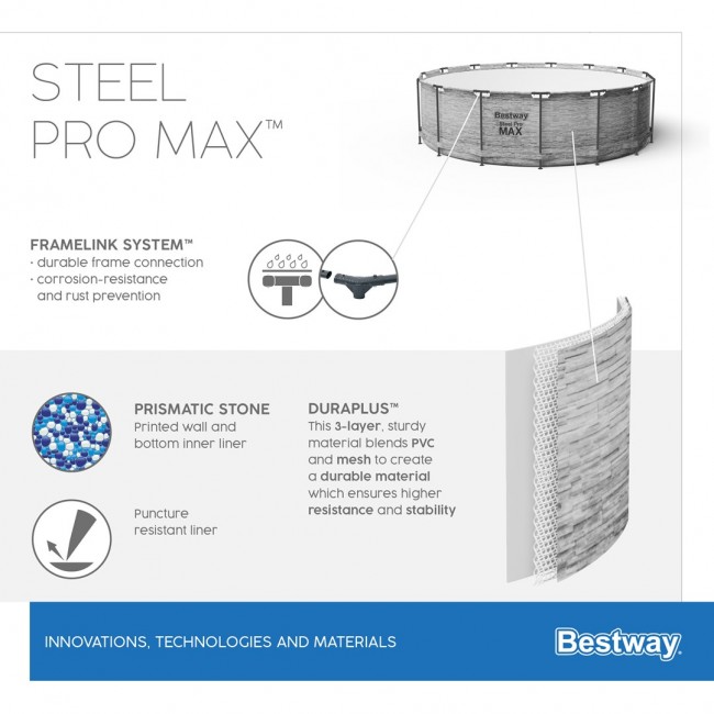 Bestway Steel Pro MAX Above Ground Pool Set Round 4.88 m x 1.22 m