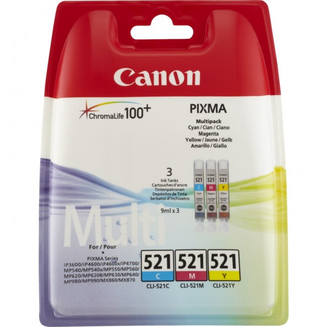 Canon CLI-521 C/M/Y Original Cyan,Magenta,Yellow 3 pc(s)