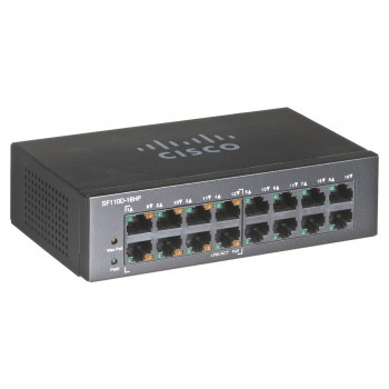 Cisco Small Business SF110D-16HP Unmanaged L2 Fast Ethernet (10/100) Black Power over Ethernet (PoE)
