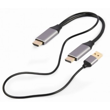 HDMI Male to DisplayPort Male + USB-A Male 4K Adapter Gembird A-HDMIM-DPM-01 Black