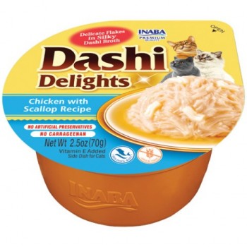INABA Dashi Delights Chicken with scallop in broth - cat treats - 70g