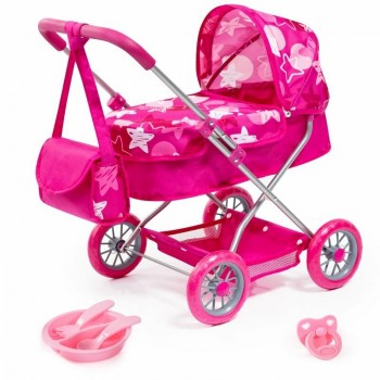 Doll pram BAYER Design 12249AB Smarty with accessories Pink