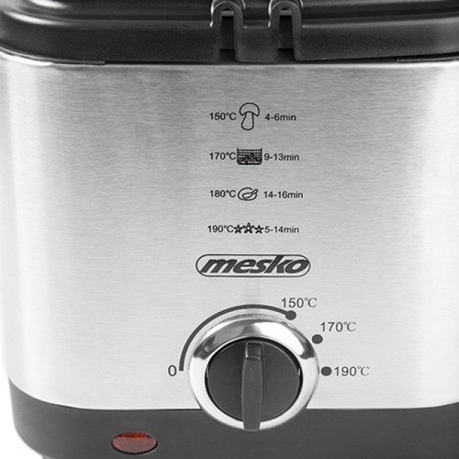 Mesko Home MS 4910 fryer Single 1.5 L Stand-alone 900 W Deep fryer Black, Satin steel