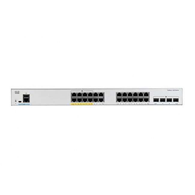 Cisco Catalyst 1000-24FP-4G-L Network Switch, 24 Gigabit Ethernet (GbE) PoE+ Ports, 370W PoE Budget, four 1 G SFP Uplink Ports, Enhanced Limited Lifetime Warranty (C1000-24FP-4G-L)