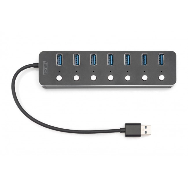 Digitus USB 3.0 hub, 7-port, switchable, aluminium housing