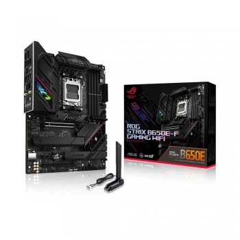 Asus | ROG STRIX B650E-F GAMING WIFI | Processor family AMD | Processor socket AM5 | DDR5 DIMM | Memory slots 4 | Supported hard disk drive interfaces SATA, M.2 | Number of SATA connectors 4 | Chipset AMD B650 | ATX