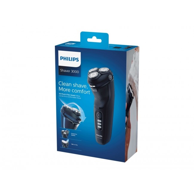 Philips 3000 series Shaver series 3000 S3233/52 Wet or dry electric shaver with handy travel pouch