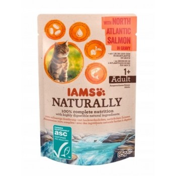 IAMS Naturally Adult with North Atlantic salmon in gravy - wet cat food - 85g