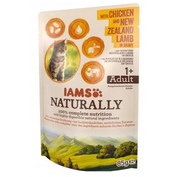 IAMS Naturally Adult with chicken and New Zealand lamb in gravy - wet cat food - 85g