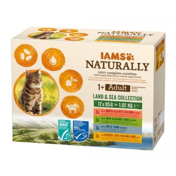 IAMS Naturally Adult Land and Sea collection - wet cat food - 12 x 85g