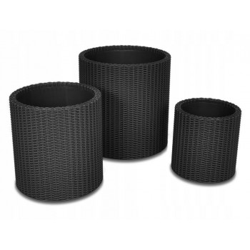 KETER SET OF 3 PLANTERS S+M+L ANTHRACITE