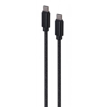Gembird CCDB-mUSB2B-CMCM-6 Cotton braided Type-C male-male USB cable with metal connectors, 1.8 m, black color