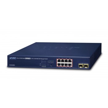 PLANET GS-4210-8P2S network switch Managed Gigabit Ethernet (10/100/1000) Power over Ethernet (PoE) 1U Blue