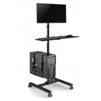 Maclean professional stand, mobile computer station on wheels, max 17