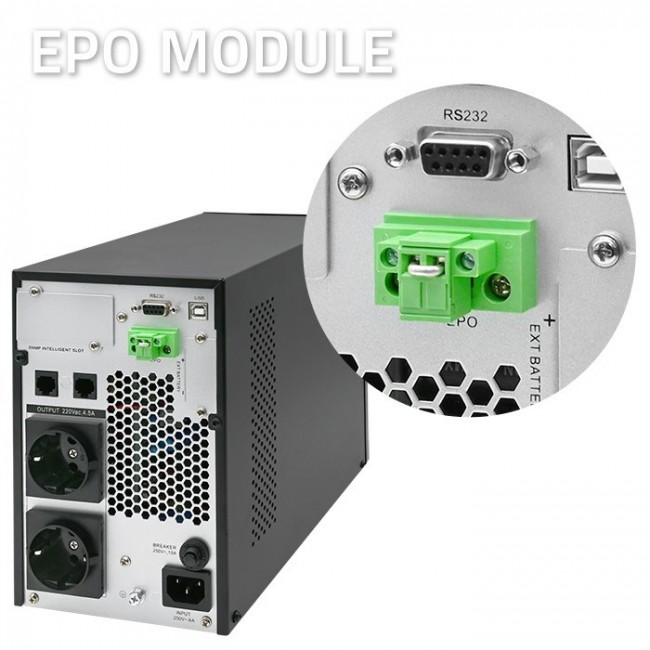 QOLTEC UPS 1KVA | POWER FACTOR 1.0 | LCD | EPO