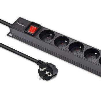Qoltec Aluminum PDU for RACK | 16A | 16 x FRENCH | Vertical | 1.8m