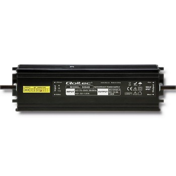 Qoltec IP67 LED Switching Power Supply | 150W | 12V | 12.5A | Waterproof | Black