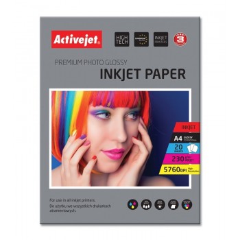 Activejet AP4-230G20 glossy photo paper for ink printers A4 20 pcs