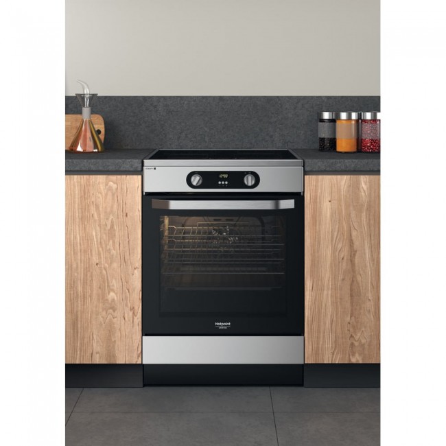 Hotpoint HS68IQ8CHX/E Freestanding cooker Electric Zone induction hob Stainless steel A