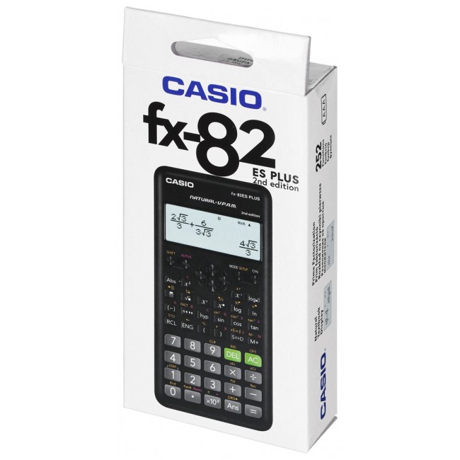 CASIO FX-82ESPLUS-2 CALCULATOR SCIENTIFIC, 252 FUNCTIONS, 77X162MM, BLACK, BOX