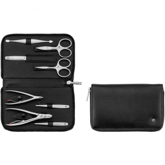 Zwilling Twinox Travel Set - Black Leather Case, 8 Pieces - Black