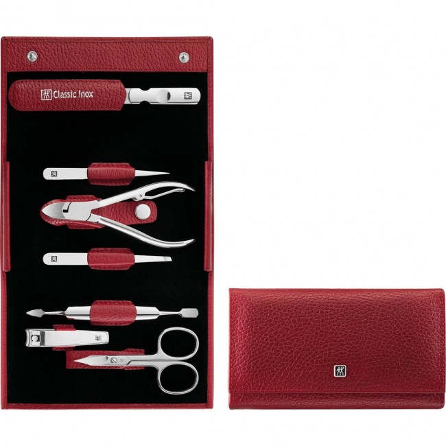 Zwilling Classic Inox Travel Set 7 pcs Leather Pouch - Red