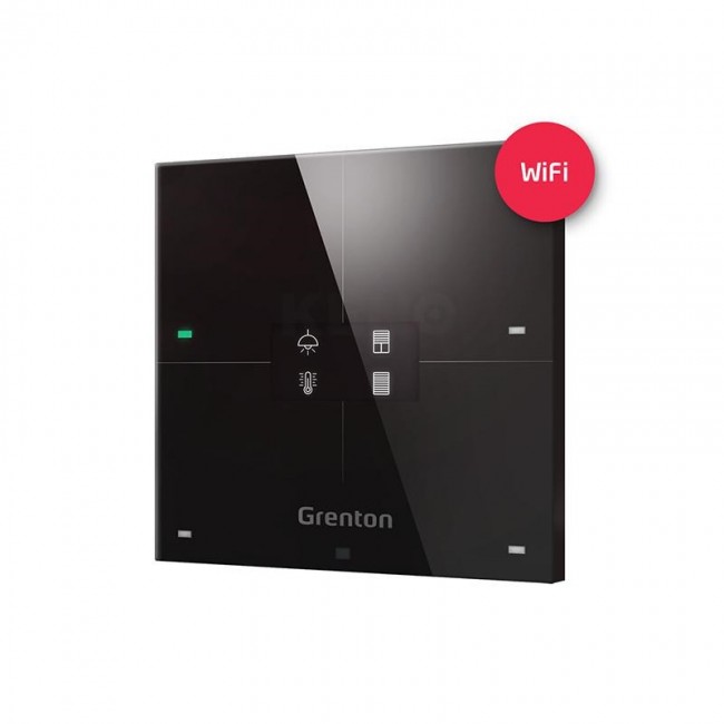 GRENTON SMART PANEL/ 4 TOUCH AREA/ OLED DISPLAY/ WI-FI/ BLACK GLASS FRONT