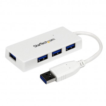 WHITE 4 PORT MINI USB 3.0 HUB/.