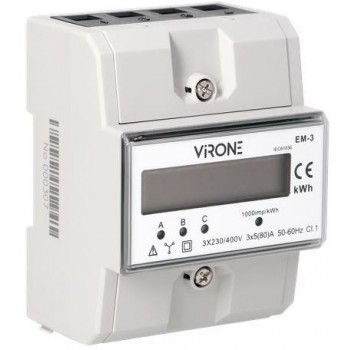 Orno 3-phase electricity consumption indicator, 80A, 3 modules, DIN TH-35mm