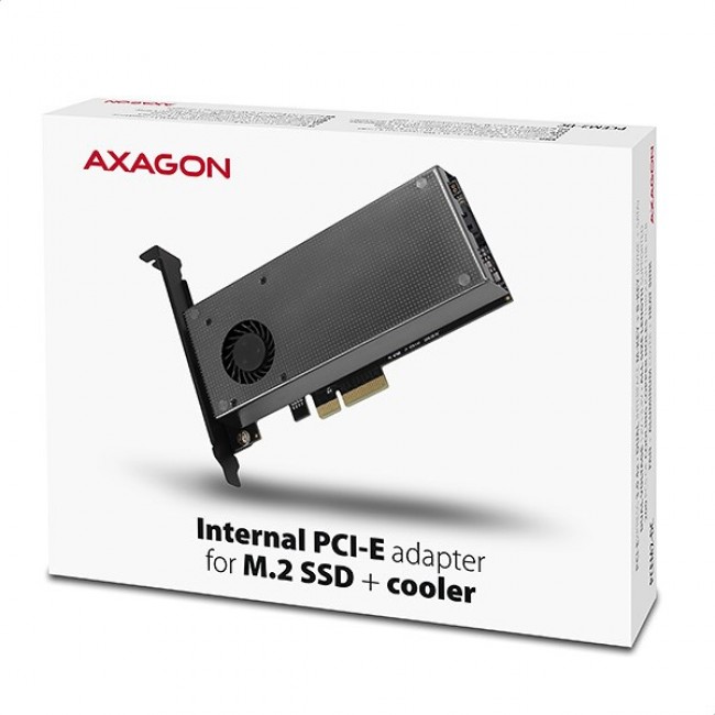 Axagon PCEM2-DC PCI-E x4 to M.2 NVMe adapter with cooling