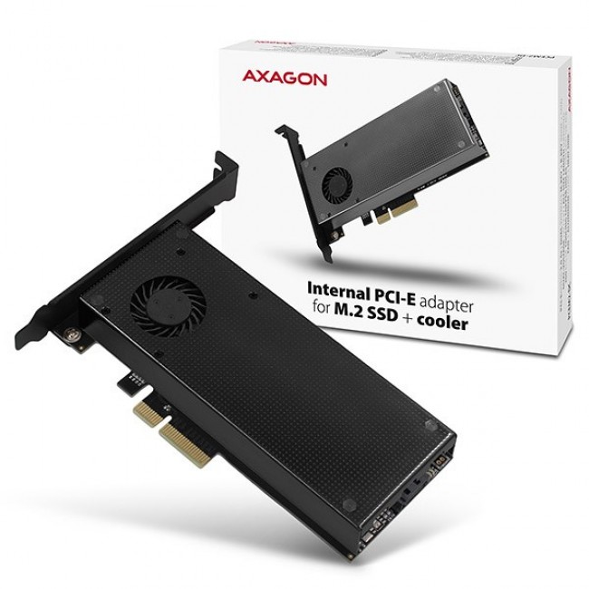 Axagon PCEM2-DC PCI-E x4 to M.2 NVMe adapter with cooling