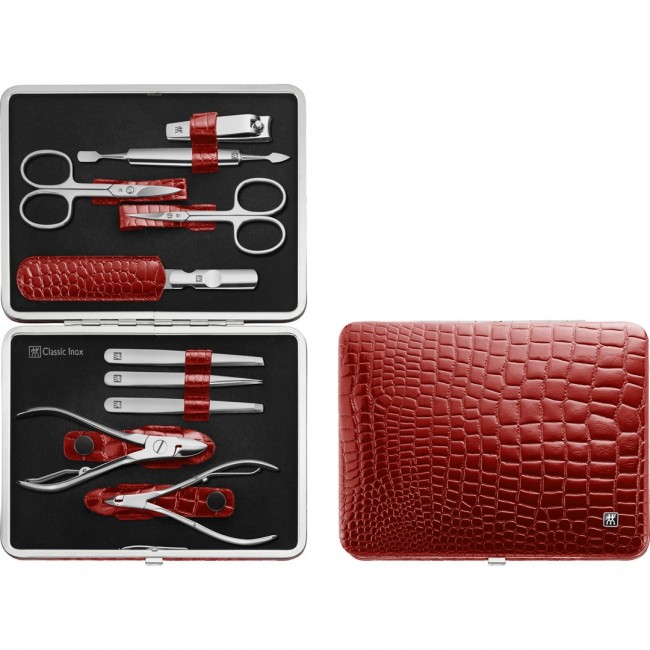 Zwilling Classic Inox Manicure Set Leather Case, 10 Pieces - Red