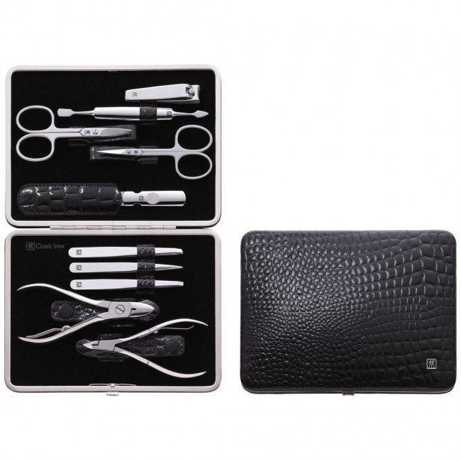 Zwilling Classic Inox Manicure Set Leather Case, 10 Pieces - Black