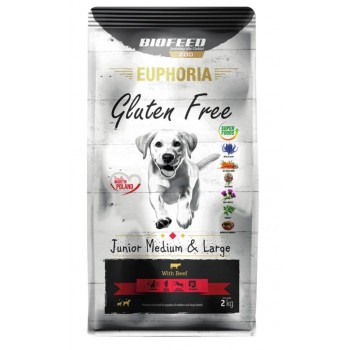 BIOFEED Euphoria Gluten Free Junior medium & large Beef - dry dog food - 2kg