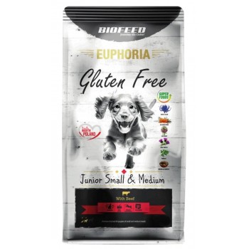 BIOFEED Euphoria Gluten Free Junior small & medium Beef - dry dog food - 12kg