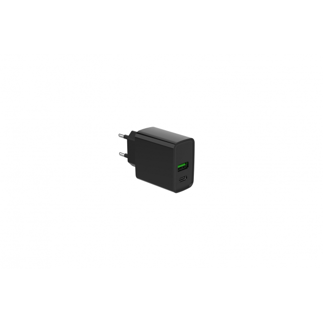 Gembird TA-UC-PDQC20-01-BK 2-port 20W Power Delivery USB type-C fast charger, black