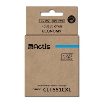 Actis KC-551C ink (replacement for Canon CLI-551C Standard 12 ml cyan (with chip)