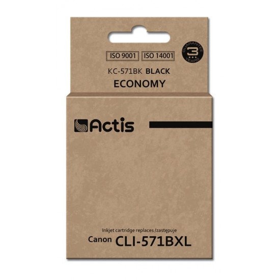 Actis KC-571Bk black ink cartridge for Canon printer (Canon CLI-571Y replacement) standard