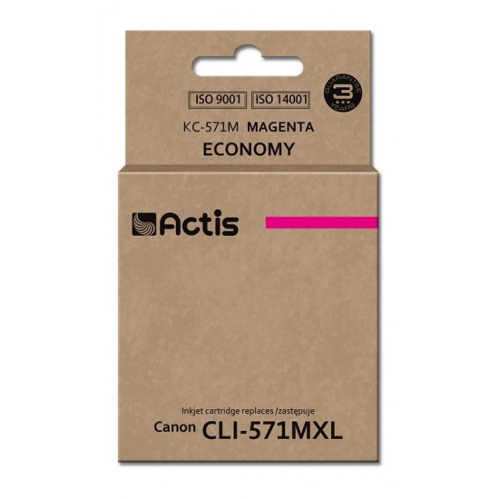 Actis KC-571M magenta ink cartridge for Canon printer (Canon CLI-571M replacement) standard